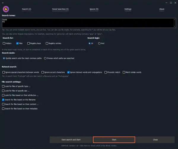 WinFindr Screenshot - Find files by natural language search in Windows